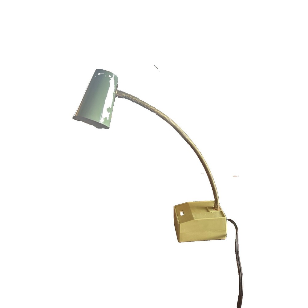 Vtg 1960s Green Metal Desk Lamp Adjustable Flexible Gooseneck Japan MCM